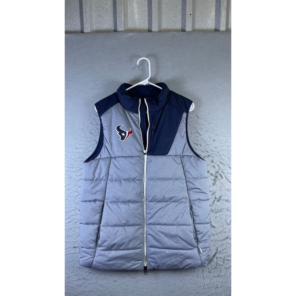 Nike Puffer Vest Mens Small Grey Excellent NFL Houston Texans Onfield Full Zip